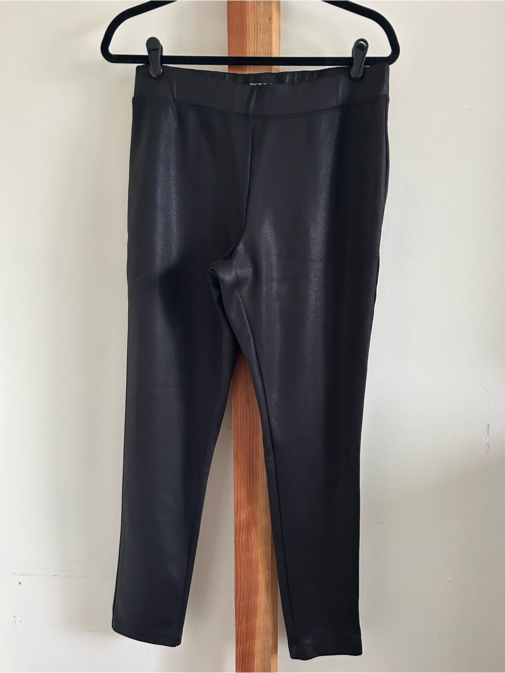 Focus 2000 Black Faux Leather Slim Men's Pants